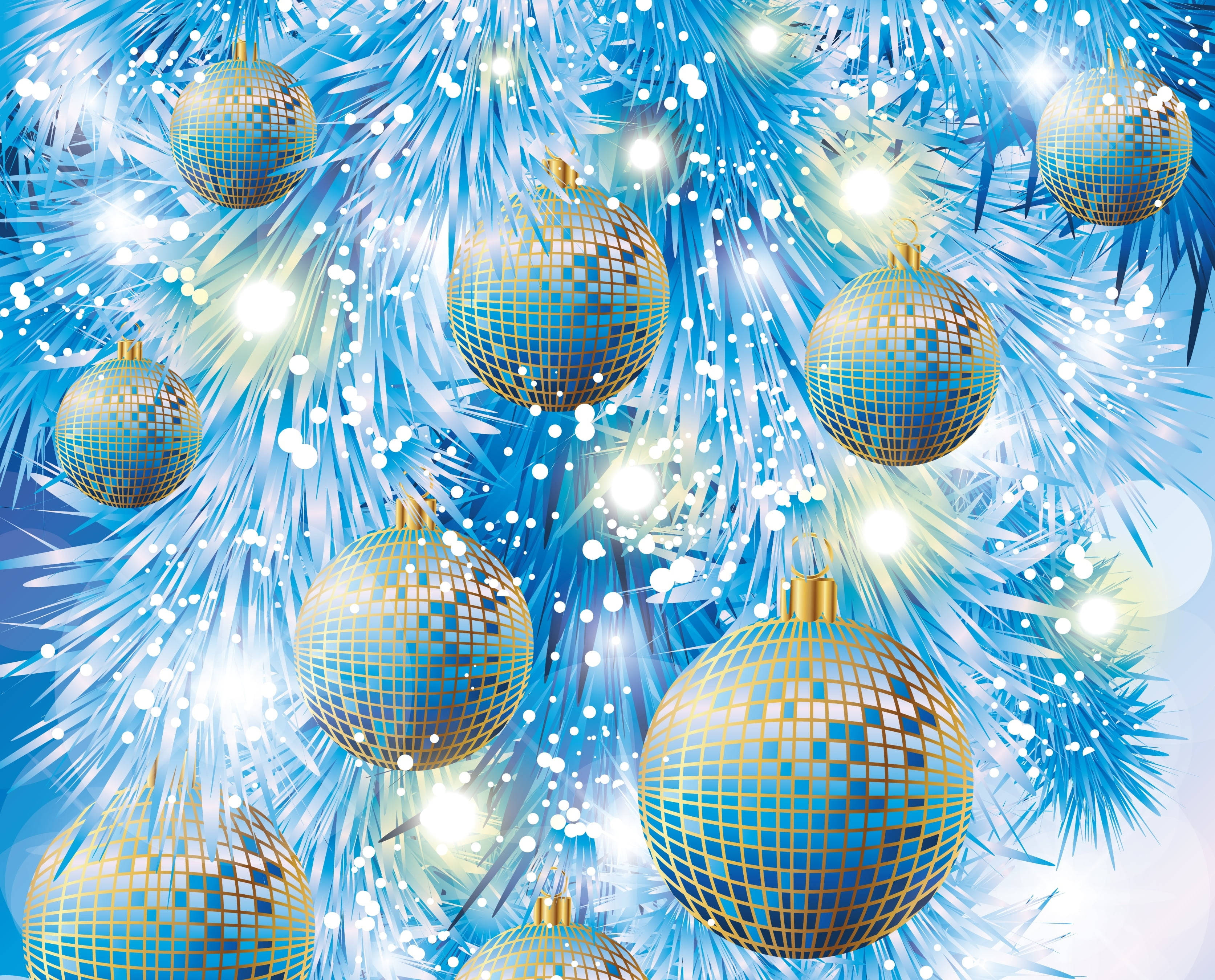 グロッシーブルーミラークリスマスボール 壁紙