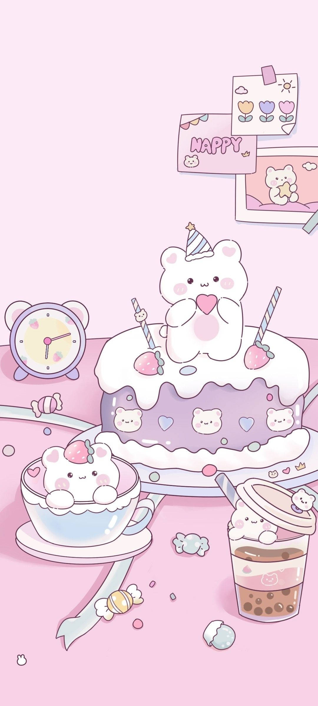 ケーキと紅茶のソフトな美学 壁紙