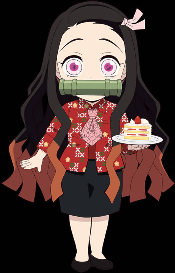ケーキを持つ鬼滅の刃・禰豆子 壁紙