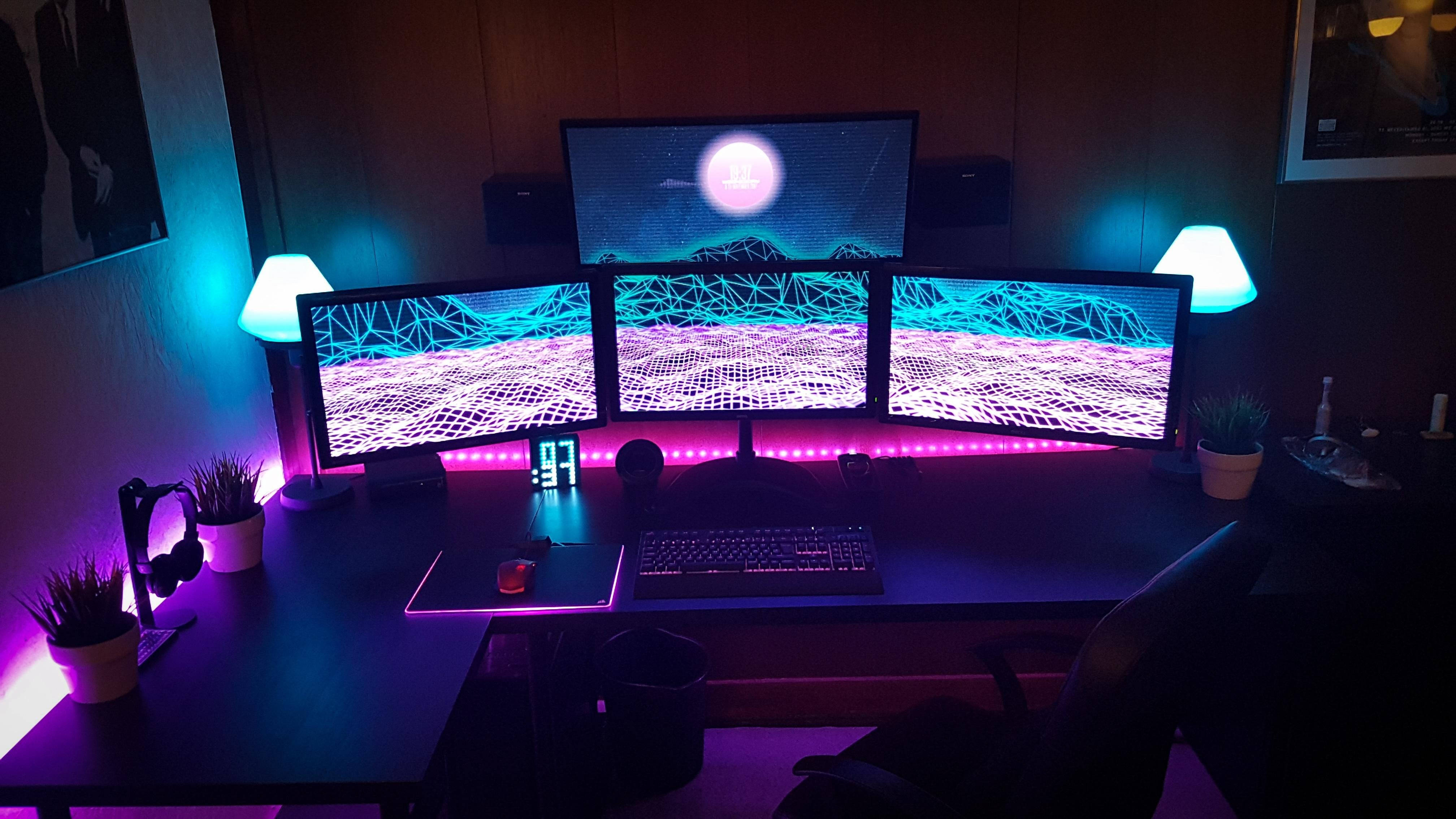 ゲーミングルームLEDライト 壁紙