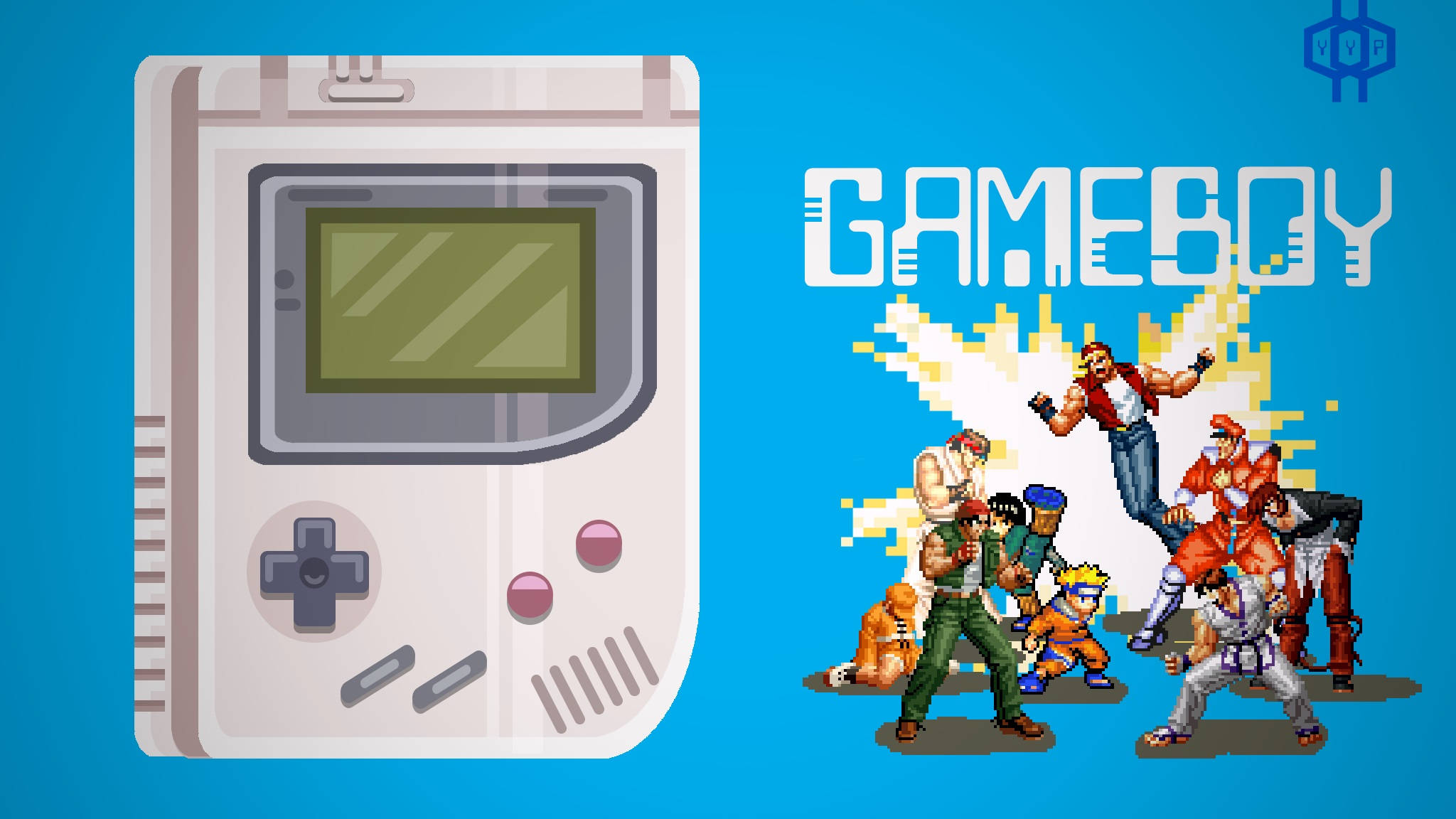 ゲームボーイとゲームキャラクターのデジタルアート 壁紙