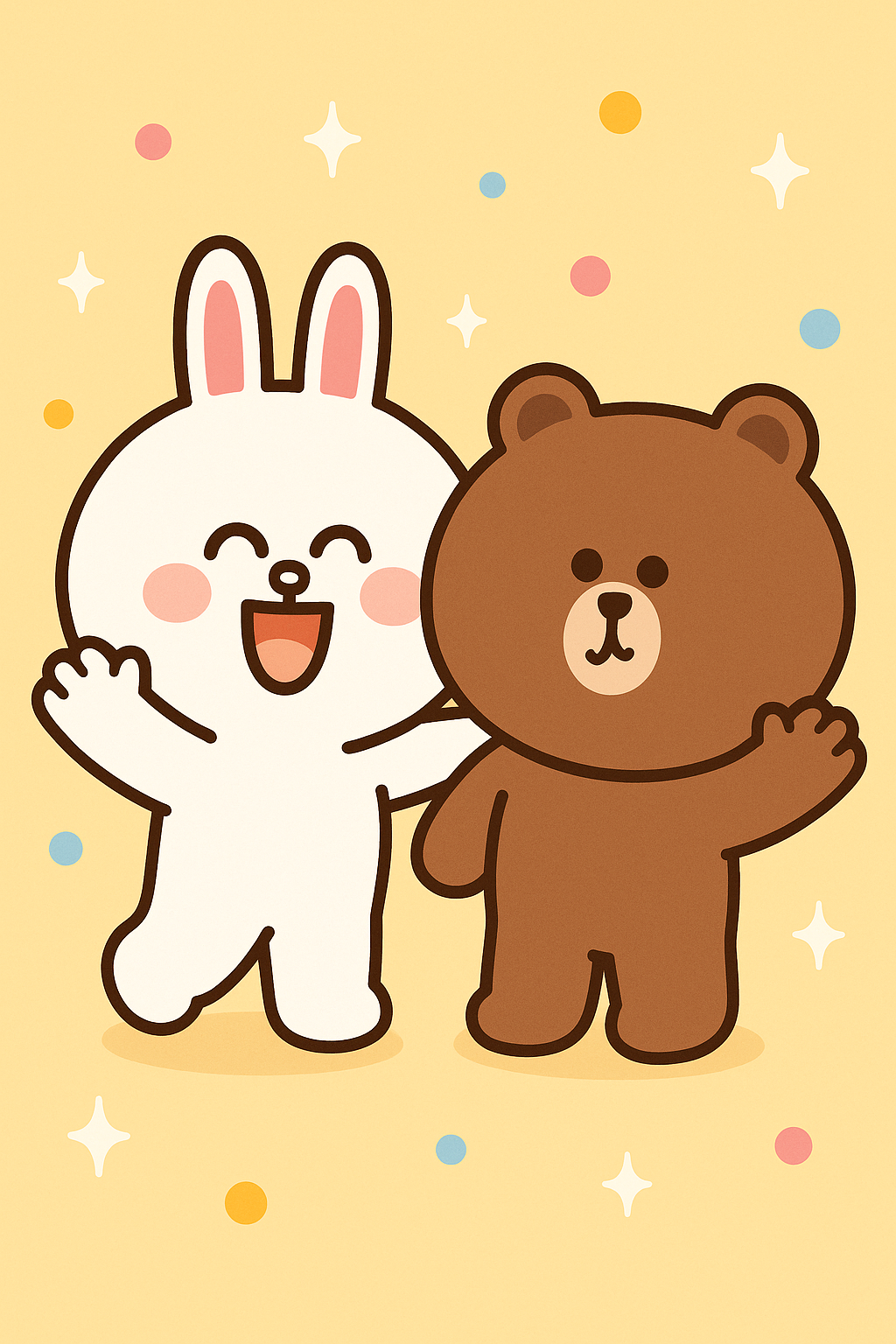 コニーとブラウンのハッピー 壁紙