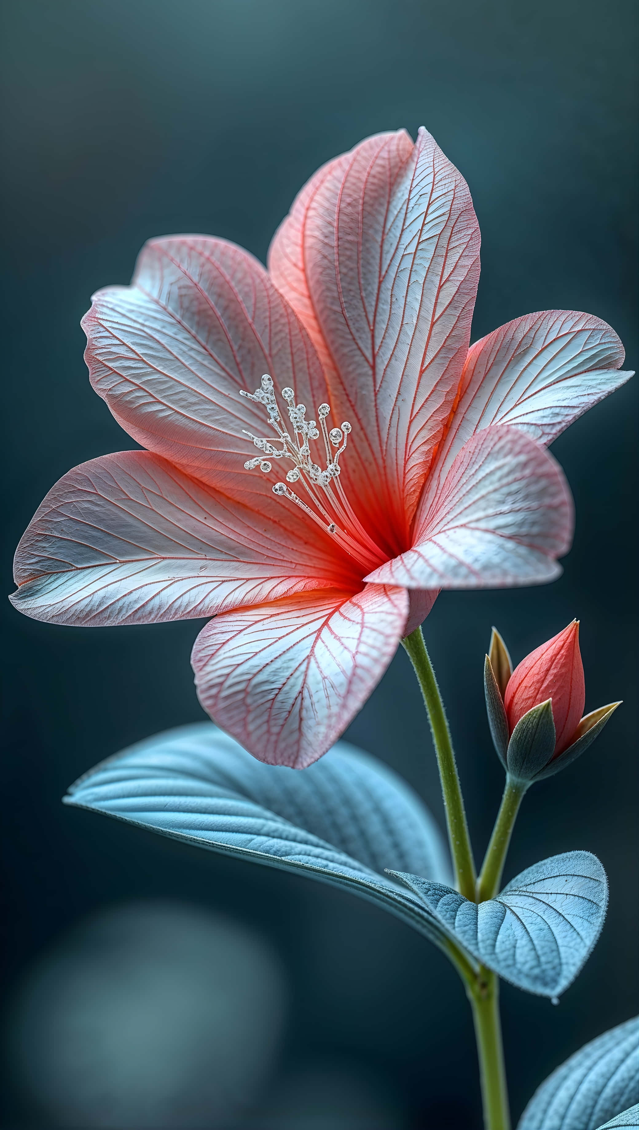 コーラルピンクから白へのグラデーションの花 壁紙
