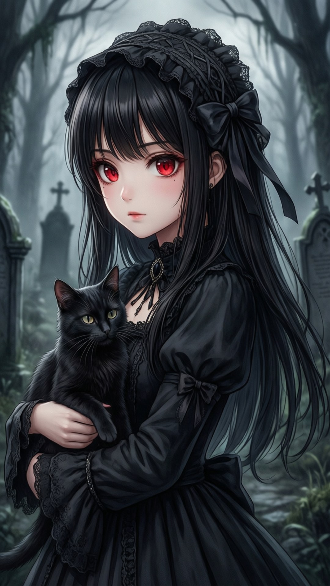 ゴシック猫娘 壁紙
