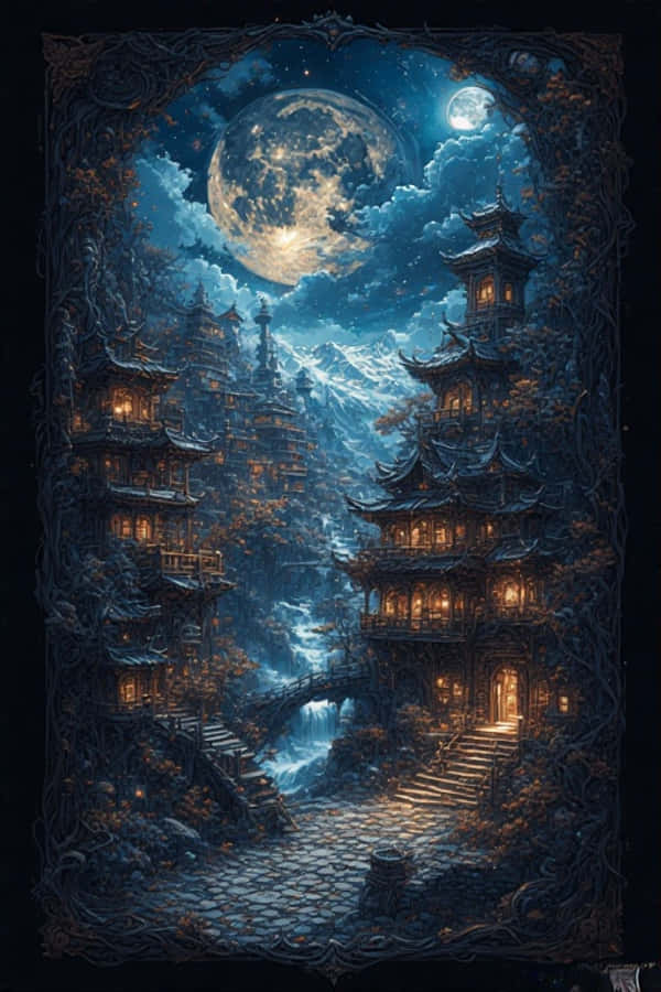 ゴシック調チベット夜景壁紙4K 壁紙