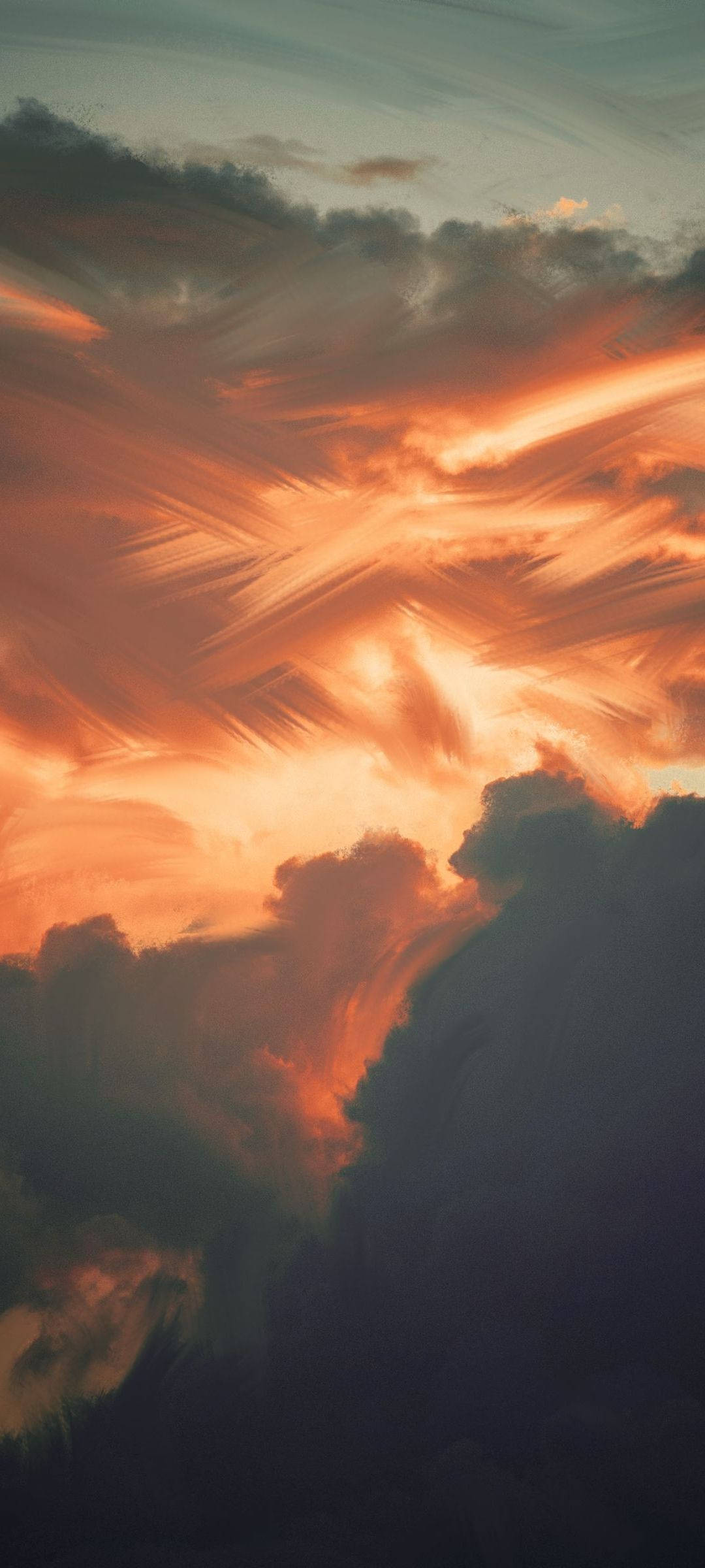 ゴールデンアワーの雲の絵画 スマホ壁紙 壁紙