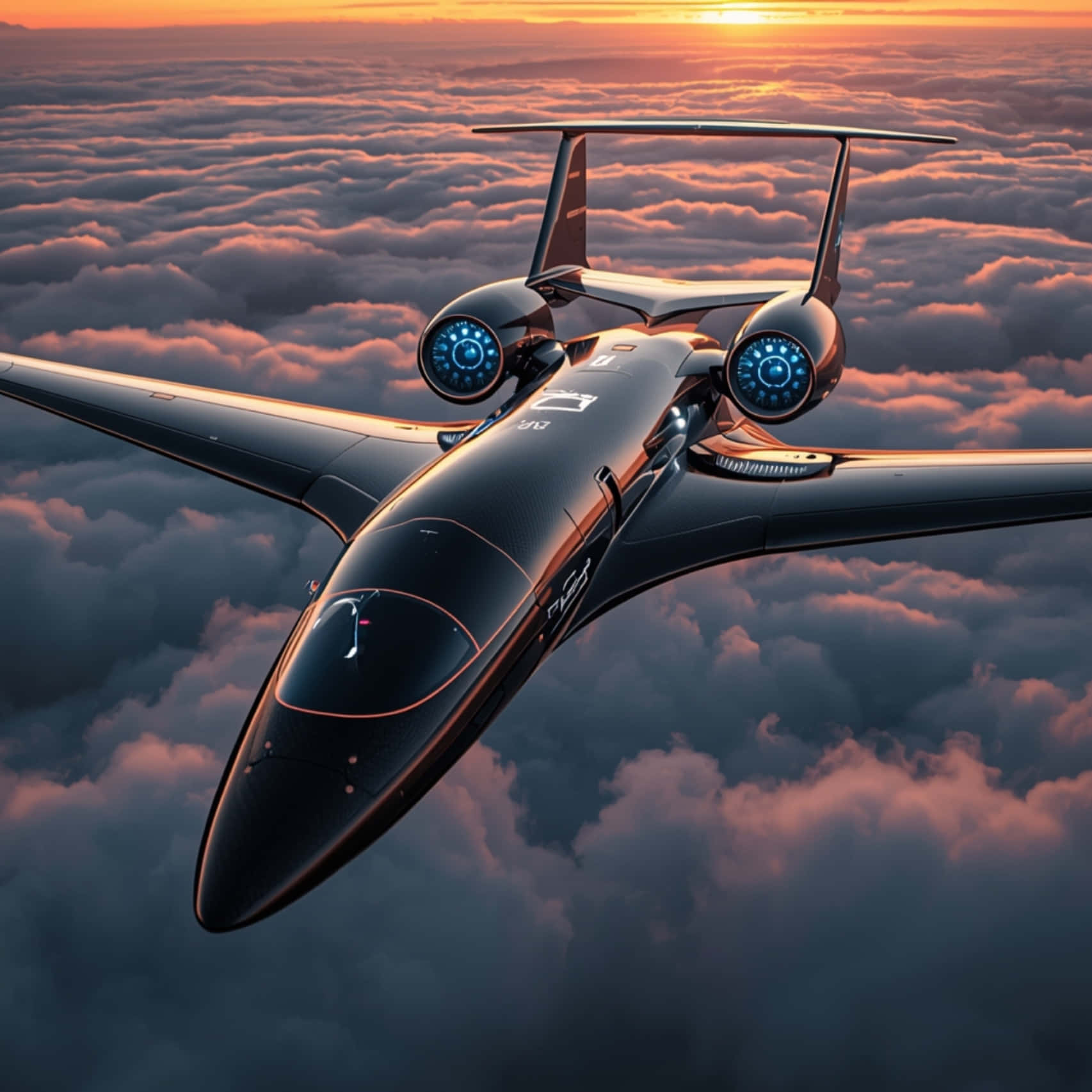 未来的、ジェット機、航空機、飛行機、プライベートジェット、雲、空、航空、高級、夕日、飛行、テクノロジー、現代的、交通、ビジネスジェット、旅行、革新、ハイテク、未来、航空宇宙