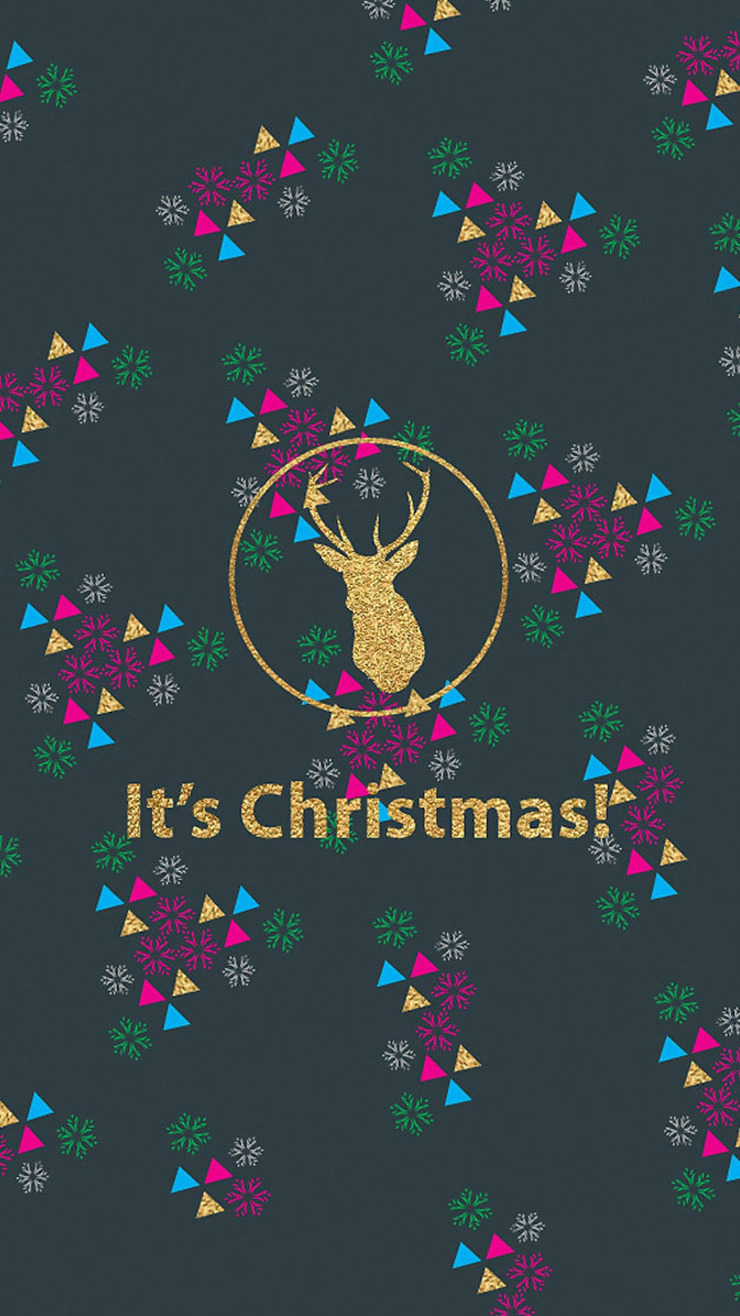 ゴールドの鹿 クリスマス iPhone用壁紙 壁紙