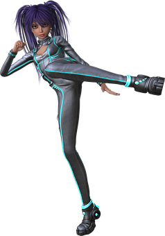 サイバーパンク格闘家キャラクター 壁紙