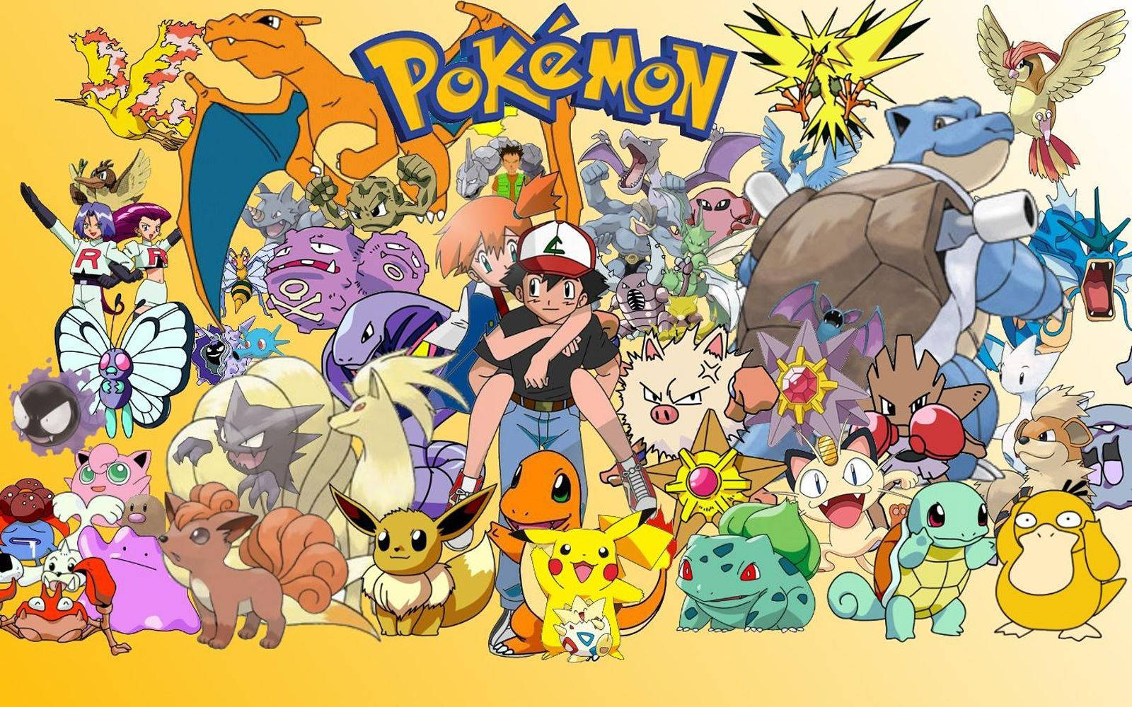 サトシとカスミがポケモンの世界を探検 壁紙