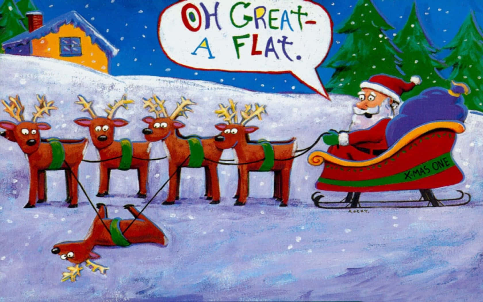 サンタとトナカイたちの面白いクリスマスZoom背景 壁紙