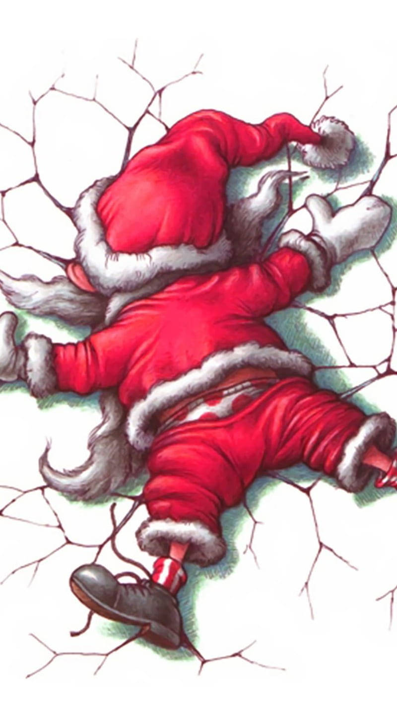 サンタクロースが寝転ぶ面白いクリスマス 壁紙