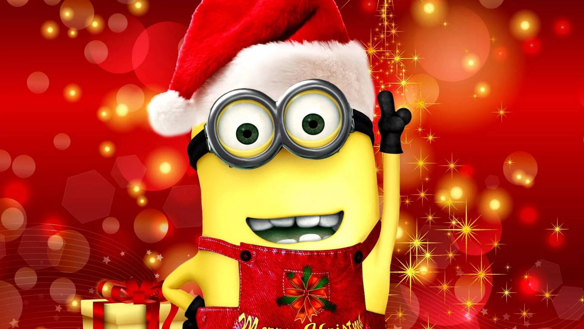 サンタ帽をかぶったミニオンの楽しいクリスマス 壁紙