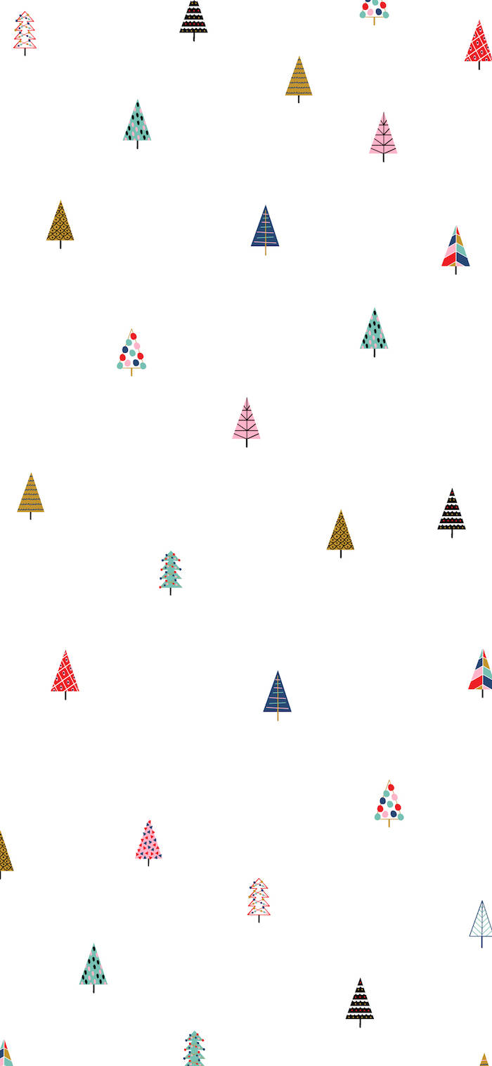 シンプルでかわいいクリスマスiPhoneカラフルツリーアイコン 壁紙