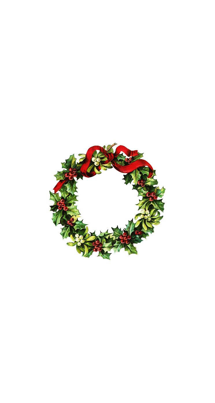 シンプルでかわいいクリスマスのiPhone用リース 壁紙