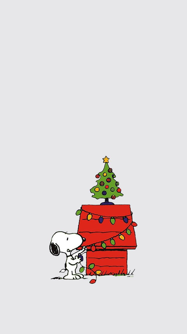 シンプルで可愛いクリスマスiPhone用スヌーピー 壁紙