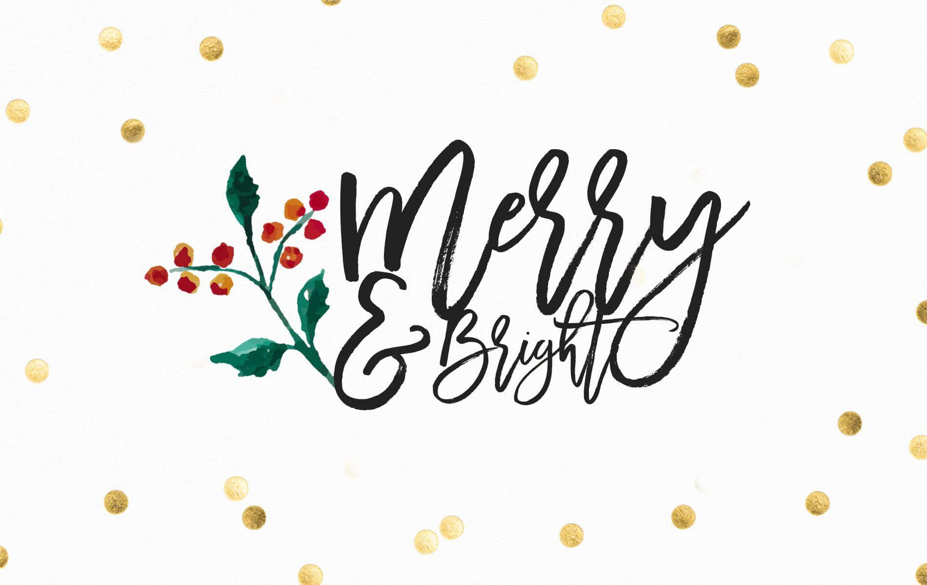 シンプルなMerry and Brightクリスマスグリーティング iPad 壁紙