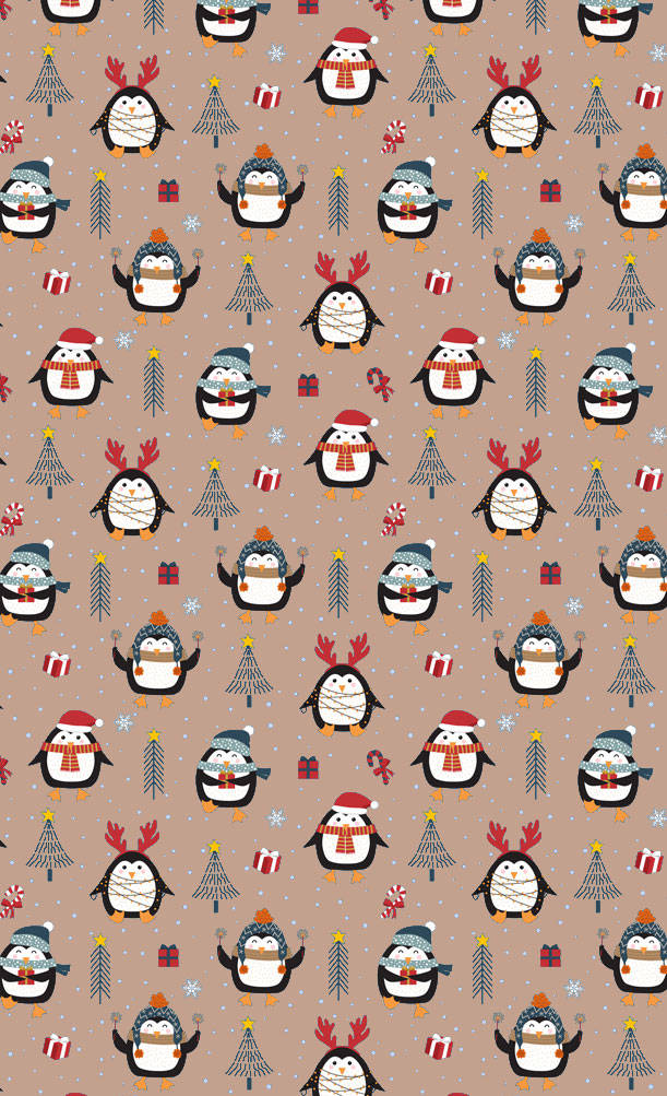 シンプルなクリスマスを祝う愛らしいペンギンたち 壁紙