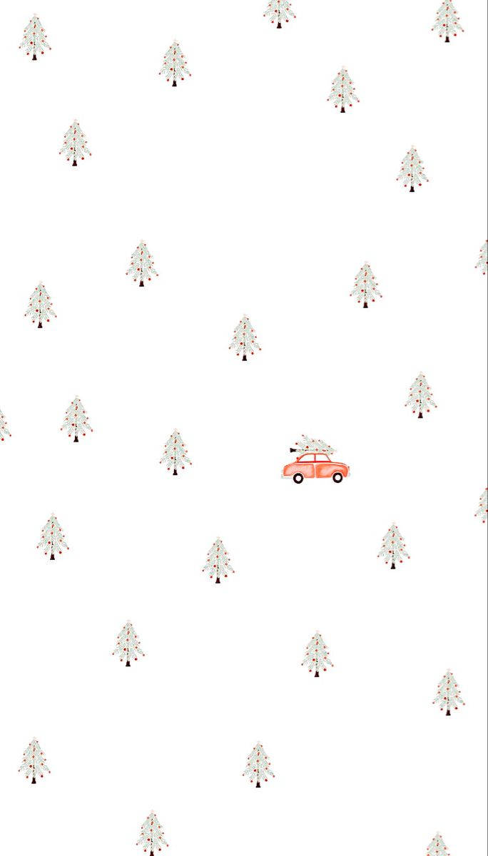 シンプルなクリスマスツリーと車 壁紙