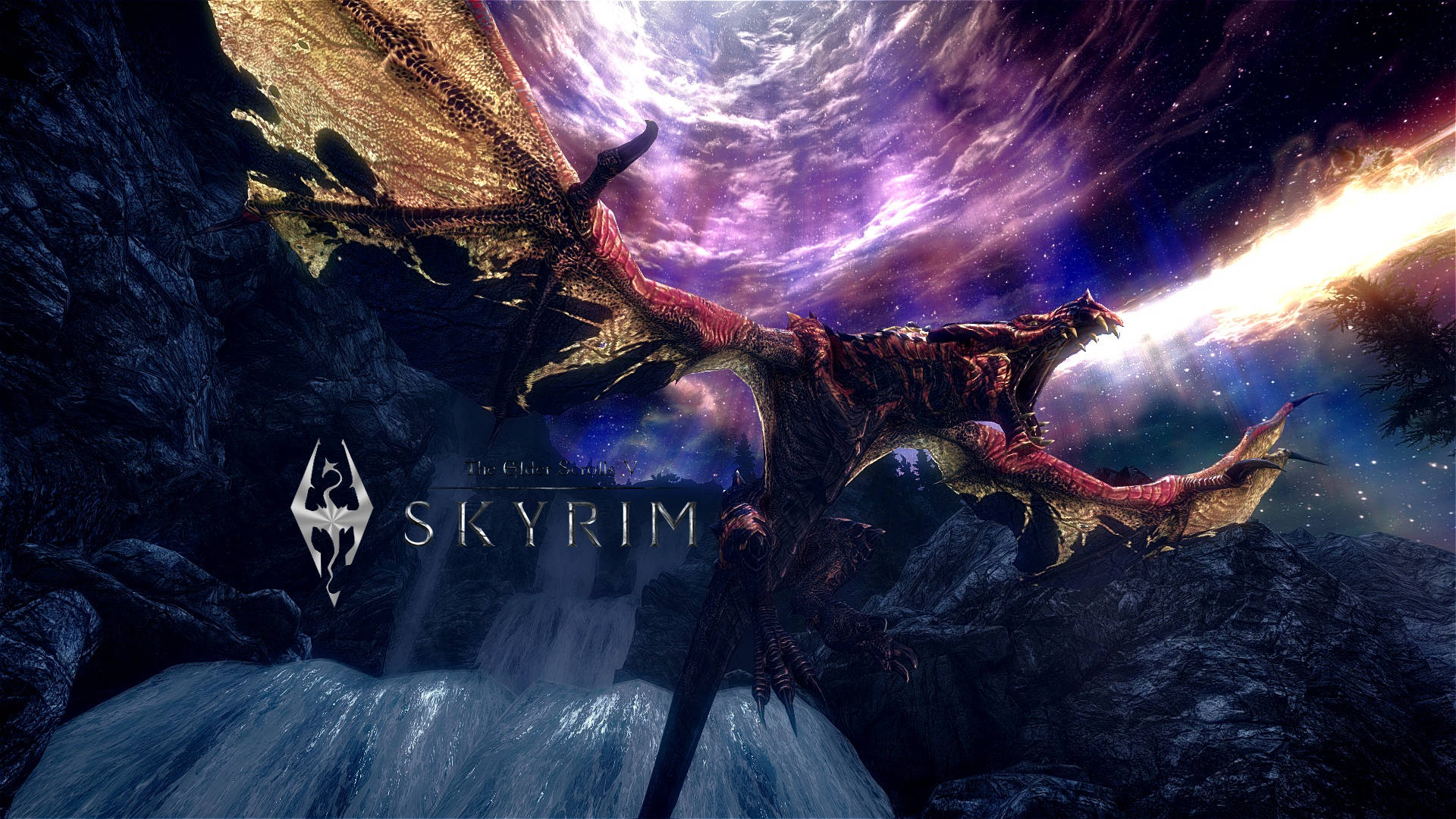 スカイリム 4K 火を吐くドラゴン 壁紙