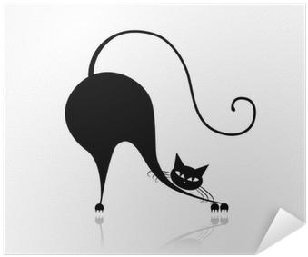 スタイライズされた黒猫のアートワーク 壁紙