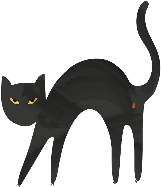 スタイライズされた黒猫のイラスト 壁紙