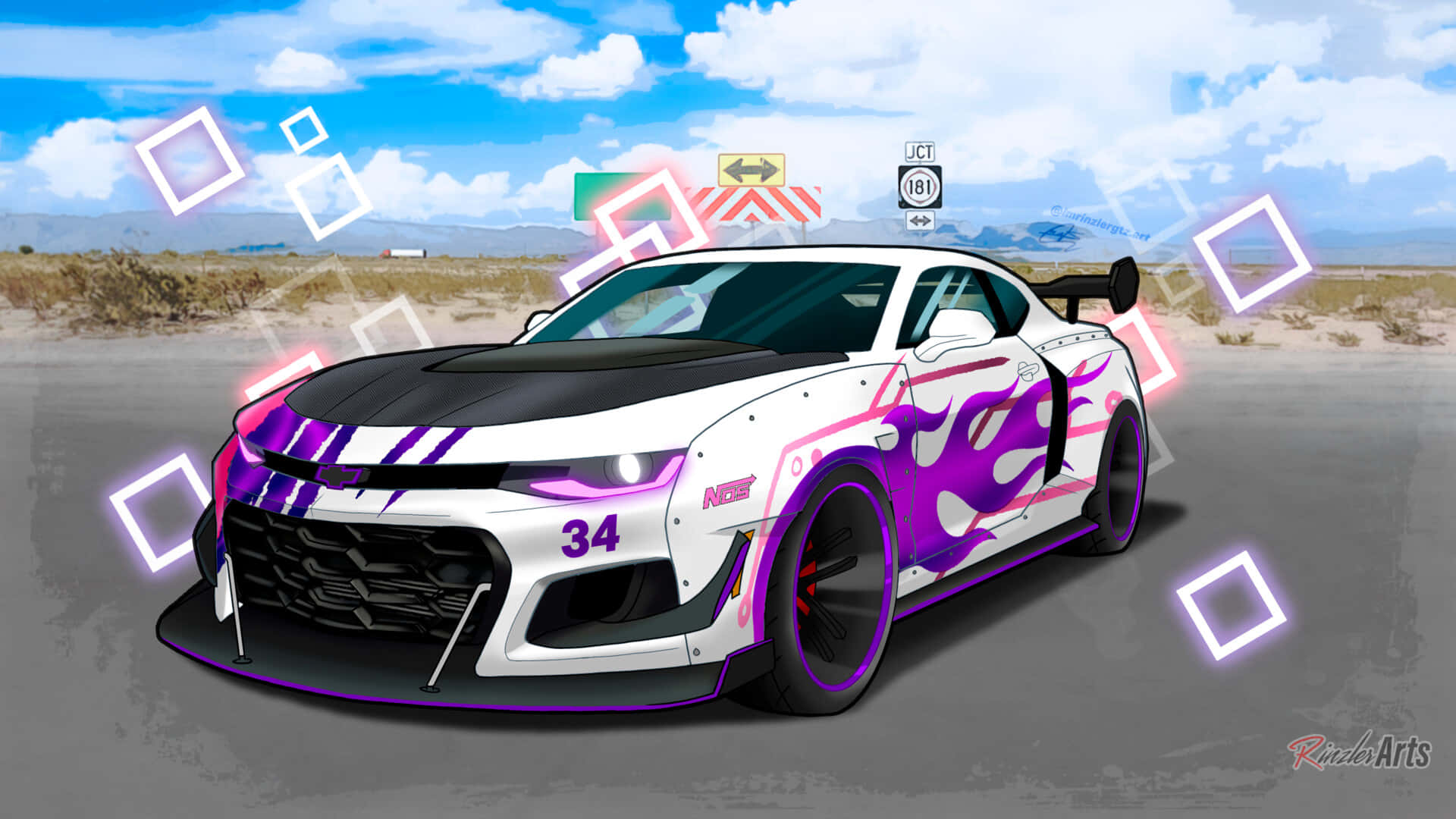 スタイリッシュに航海するカスタムアニメカー 壁紙