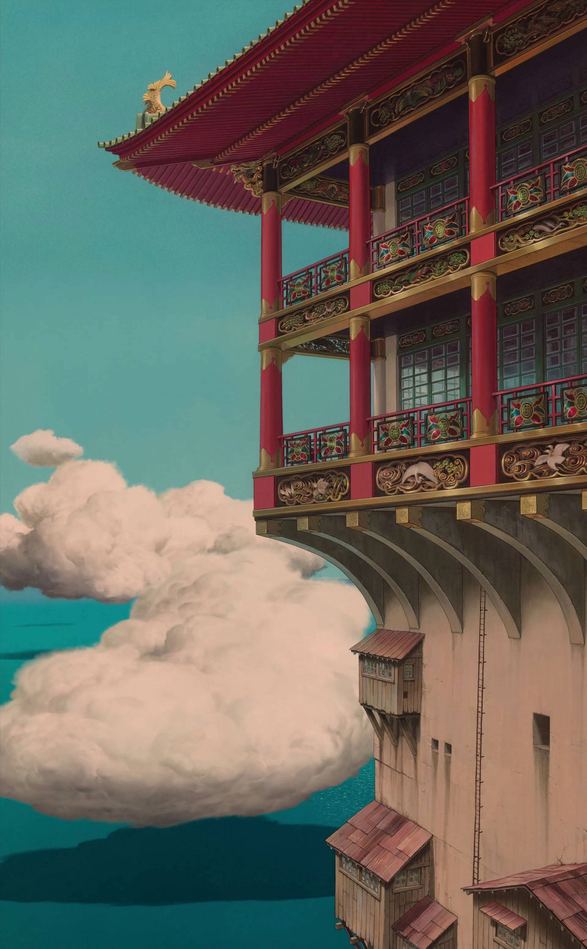 スタジオジブリ 風景 城 海 壁紙