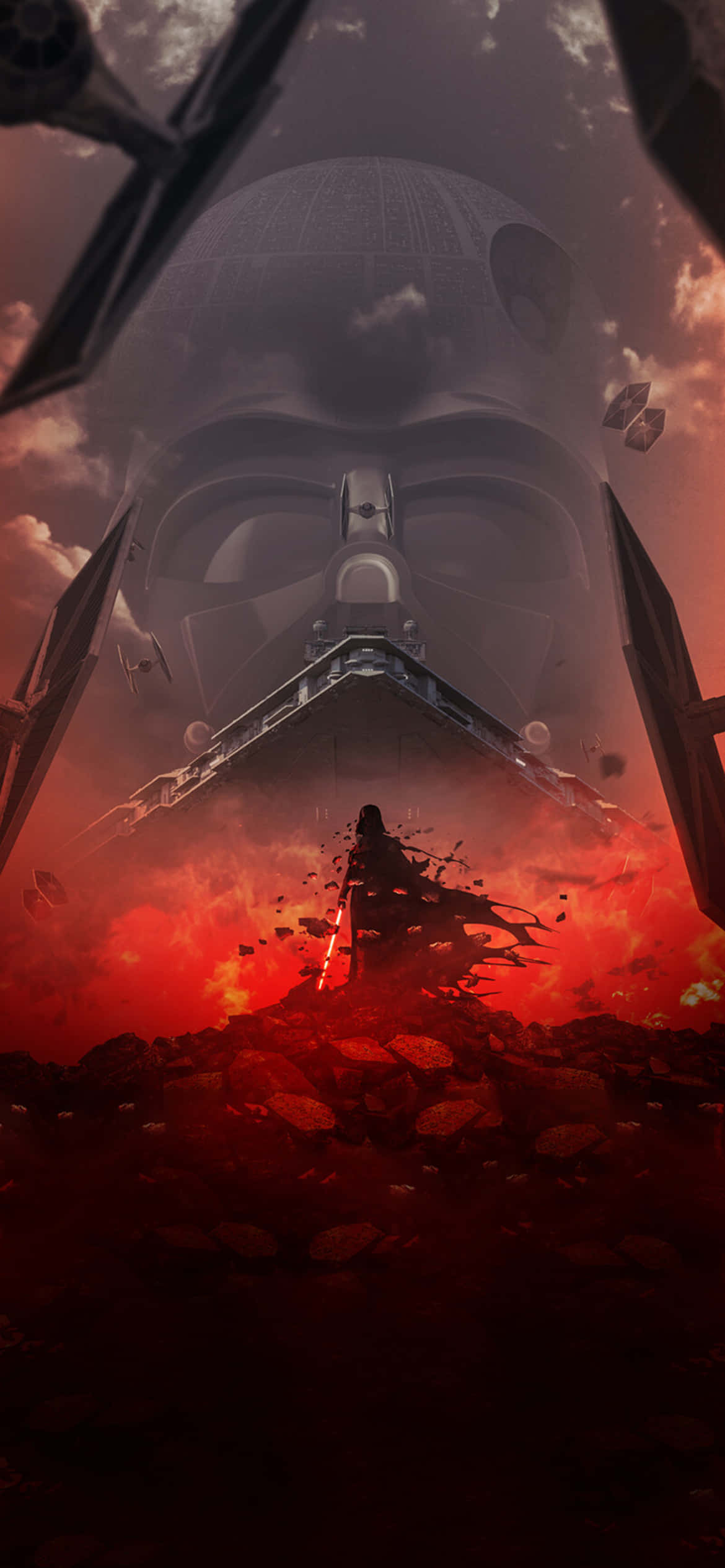 スター・ウォーズ ダース・ベイダーシルエット背景 壁紙