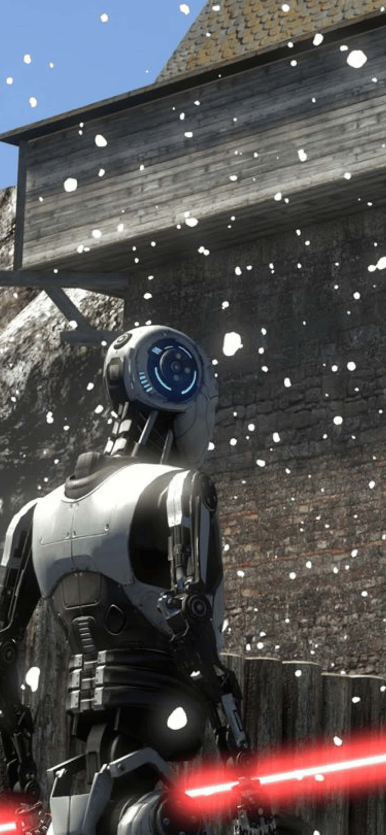 スター・ウォーズのロボットが雪の中に立っている 壁紙