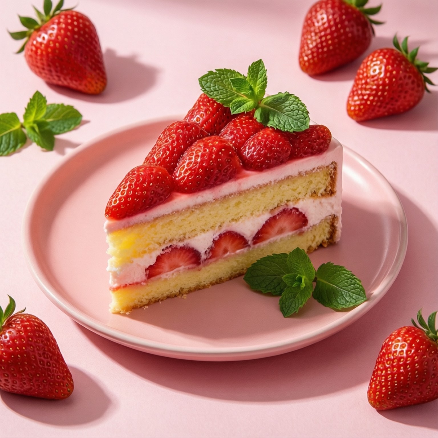 ストロベリーケーキのスライス 壁紙