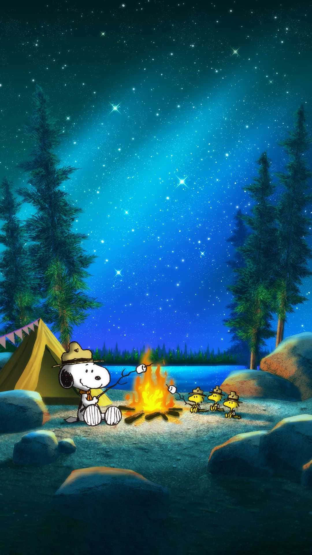 スヌーピー キャンプファイヤー ピーナッツ クリスマス 壁紙