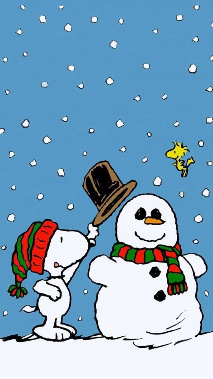 スヌーピー クリスマス 雪だるま 帽子 壁紙