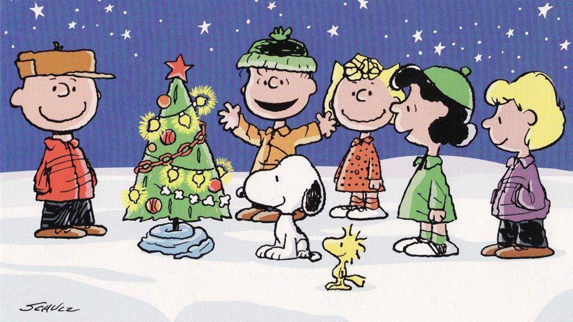 スヌーピーとクリスマスツリー 壁紙