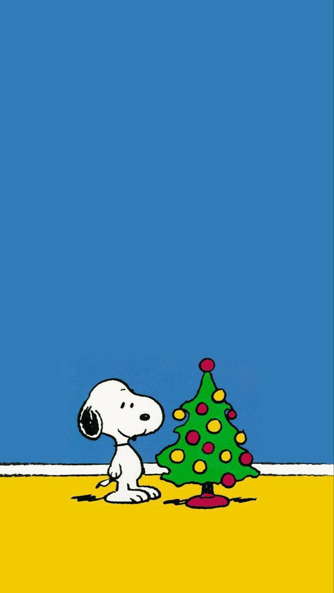 スヌーピーとクリスマスツリーのモバイル 壁紙