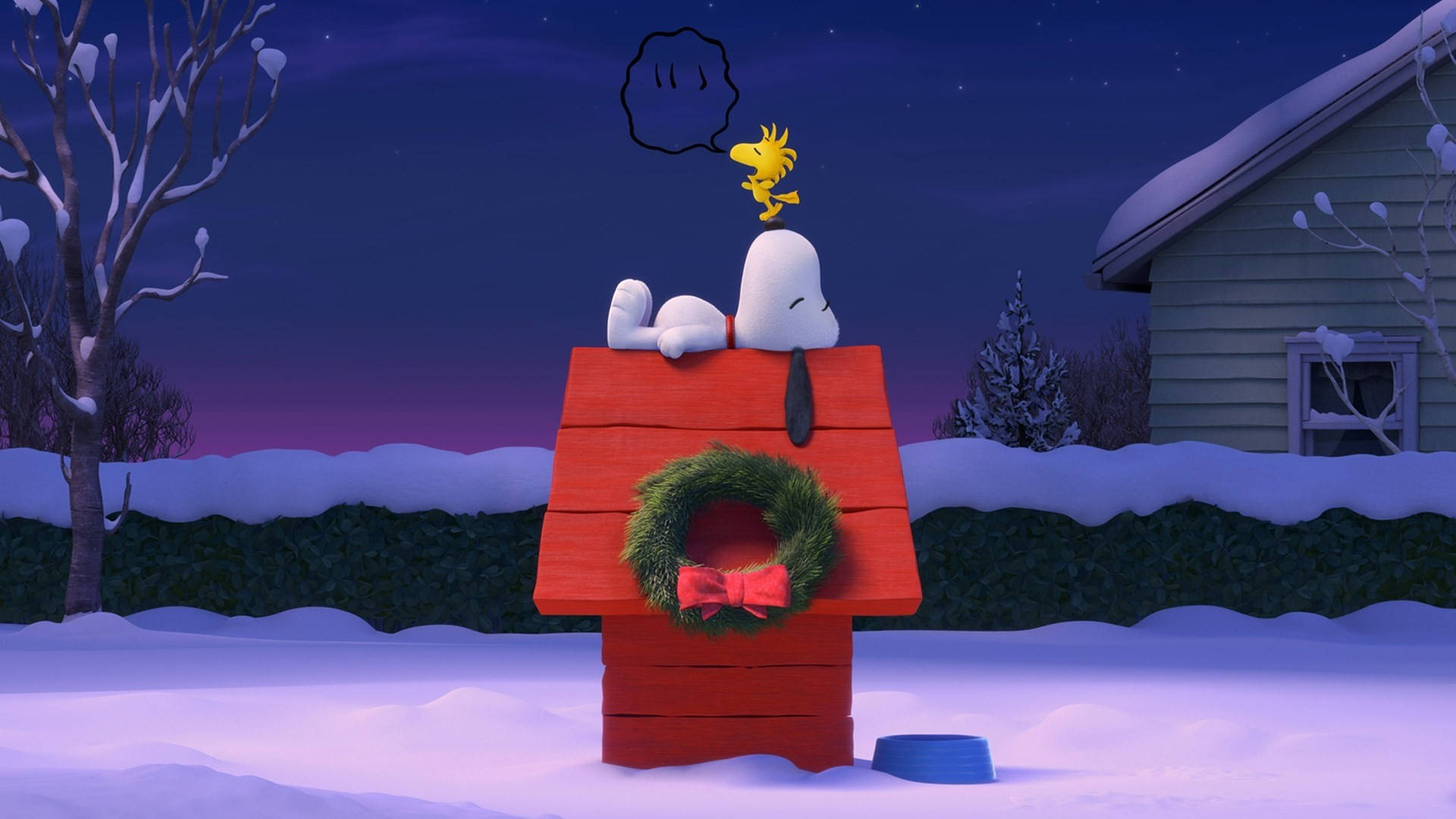 スヌーピーのクリスマスハウスリース 壁紙