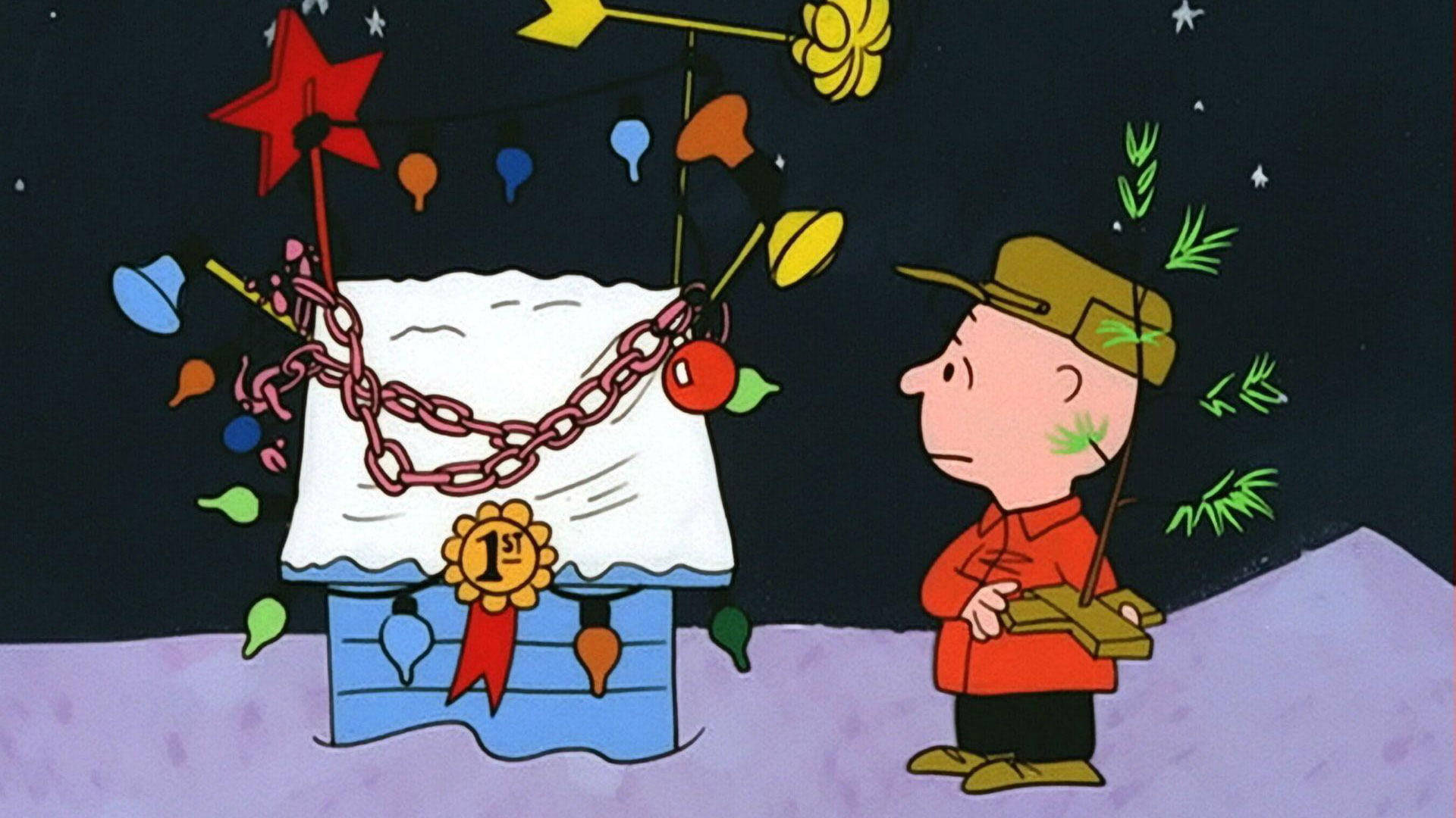 スヌーピーのクリスマスハウス飾り 壁紙