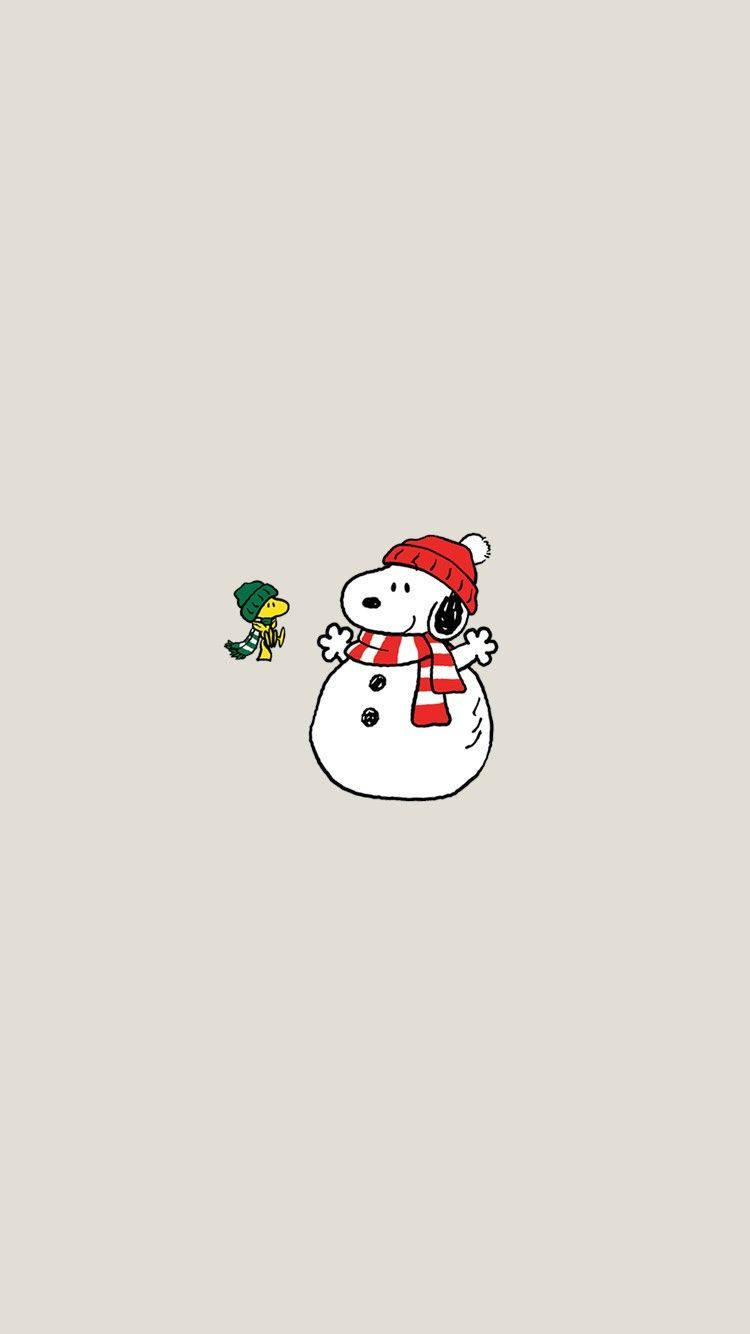 スヌーピーのクリスマス雪だるま 壁紙