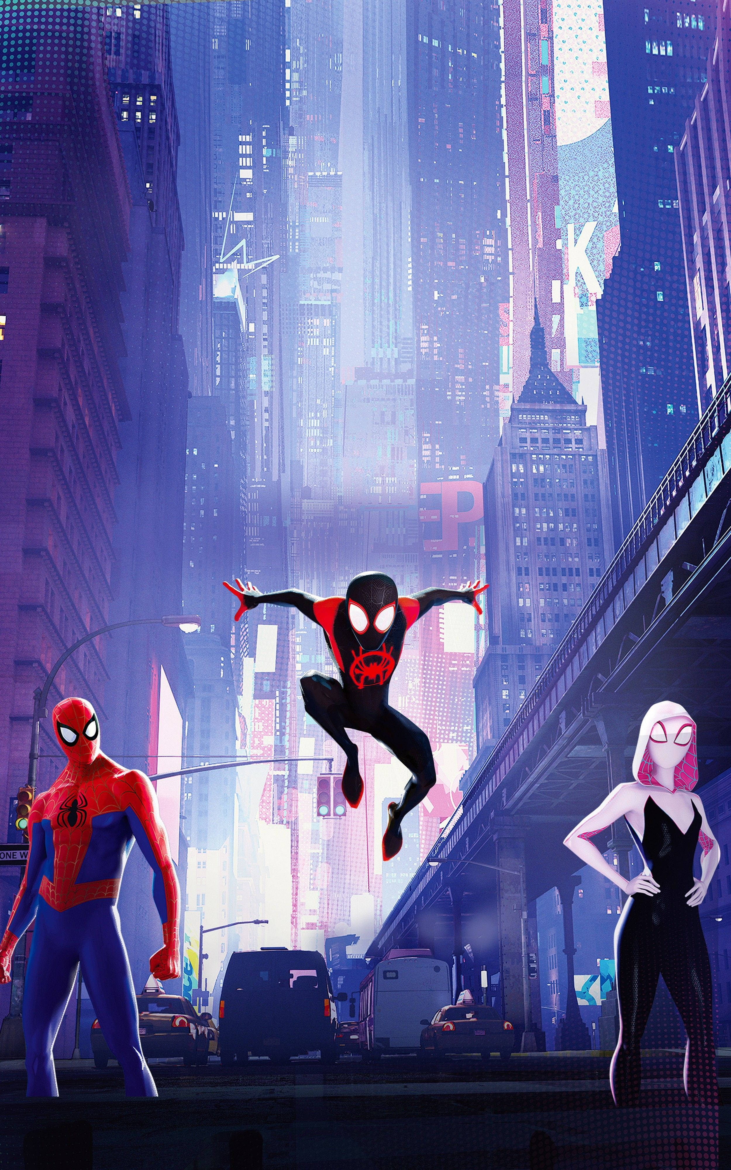 スパイダーバース 三人のスパイダーマンが集結 壁紙