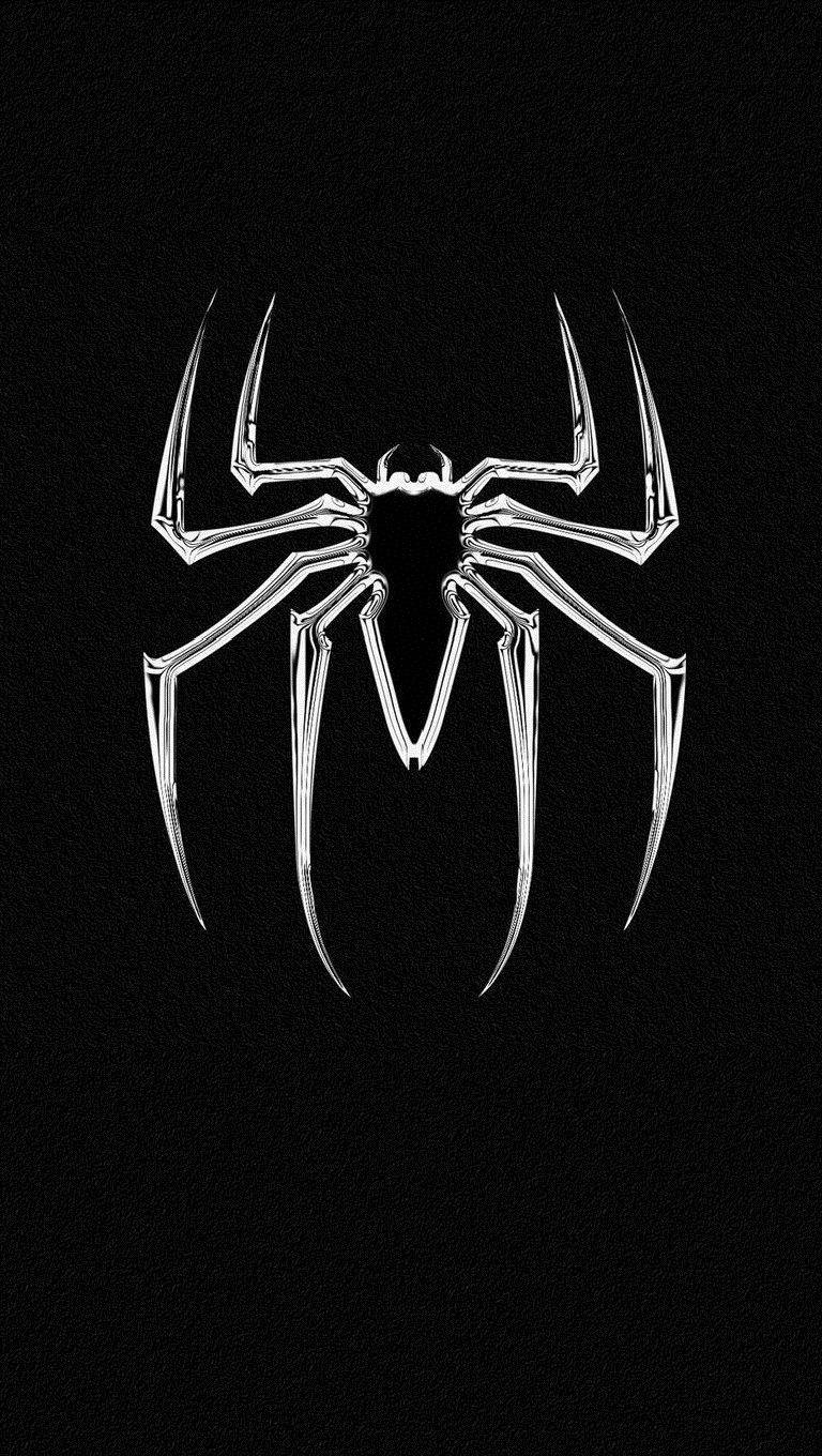 スパイダーマン 白ロゴ 黒スマホ壁紙 壁紙
