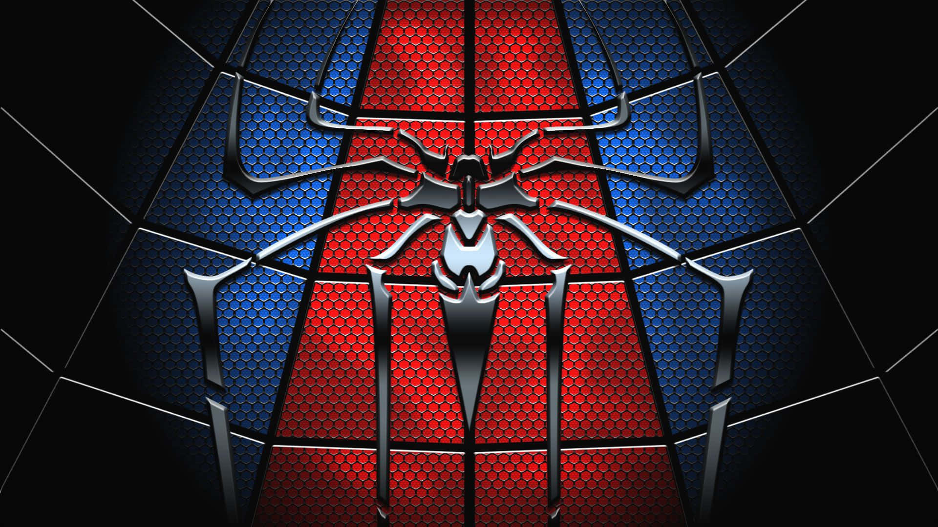 スパイダーマンのロゴが描かれたクモの巣 壁紙