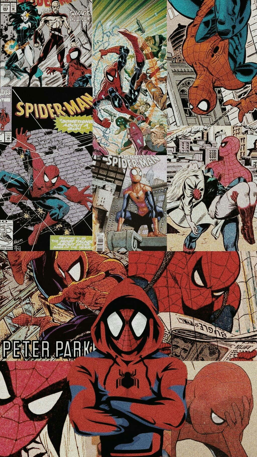 スパイダーマンコミックコラージュ 壁紙