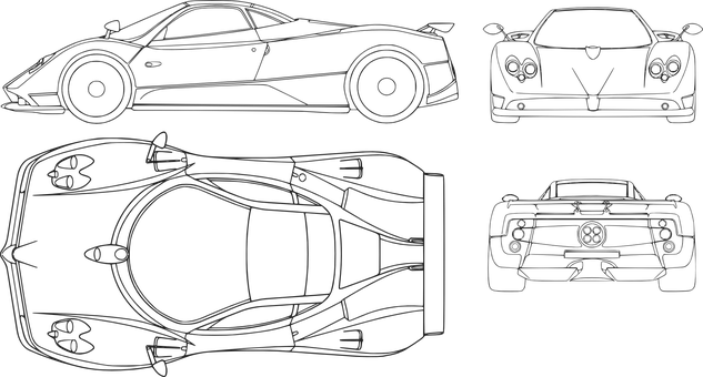 スポーツカーの設計図ベクター 壁紙