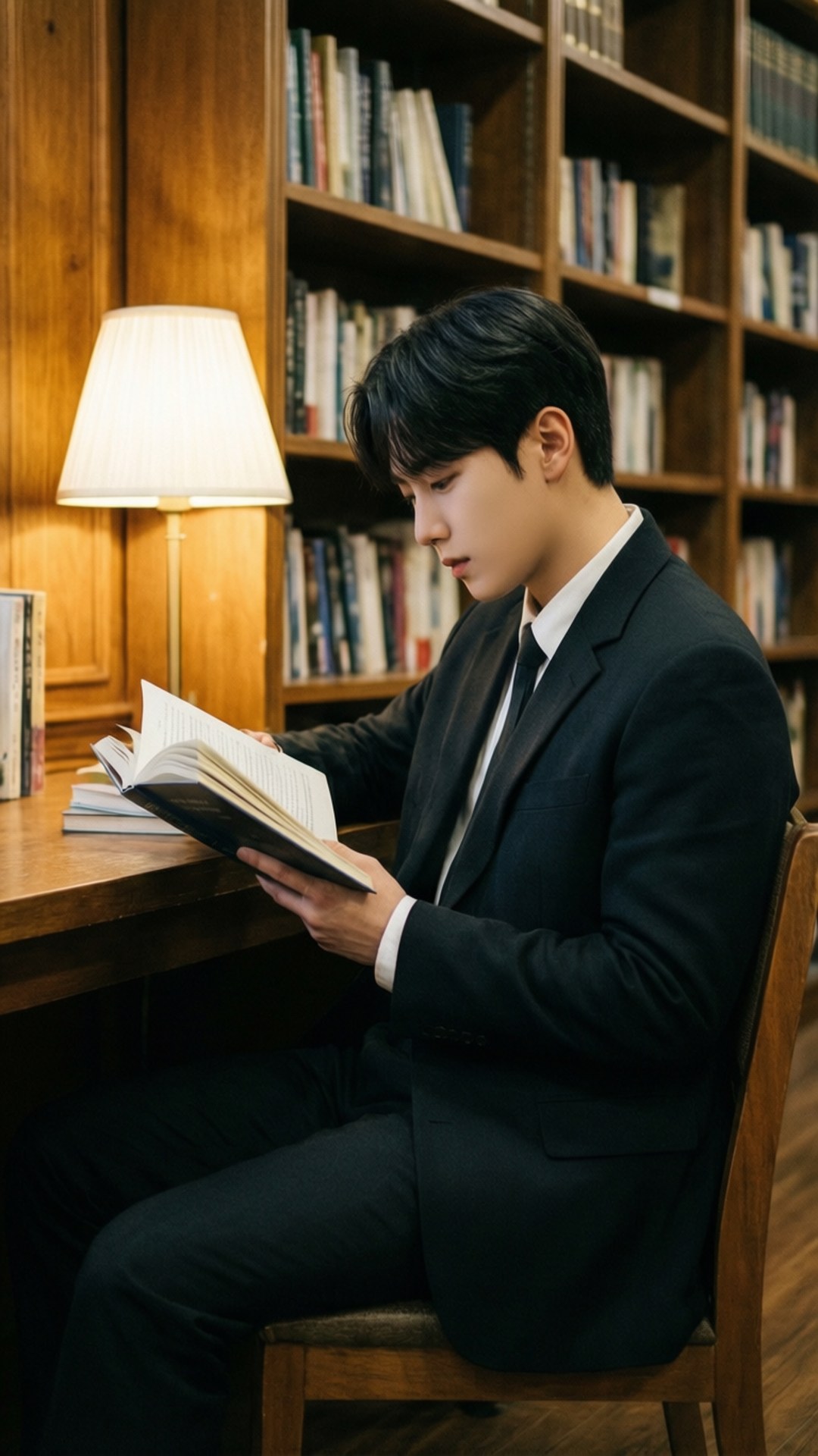 Stray Kidsのスンミンが図書館で読書をしている