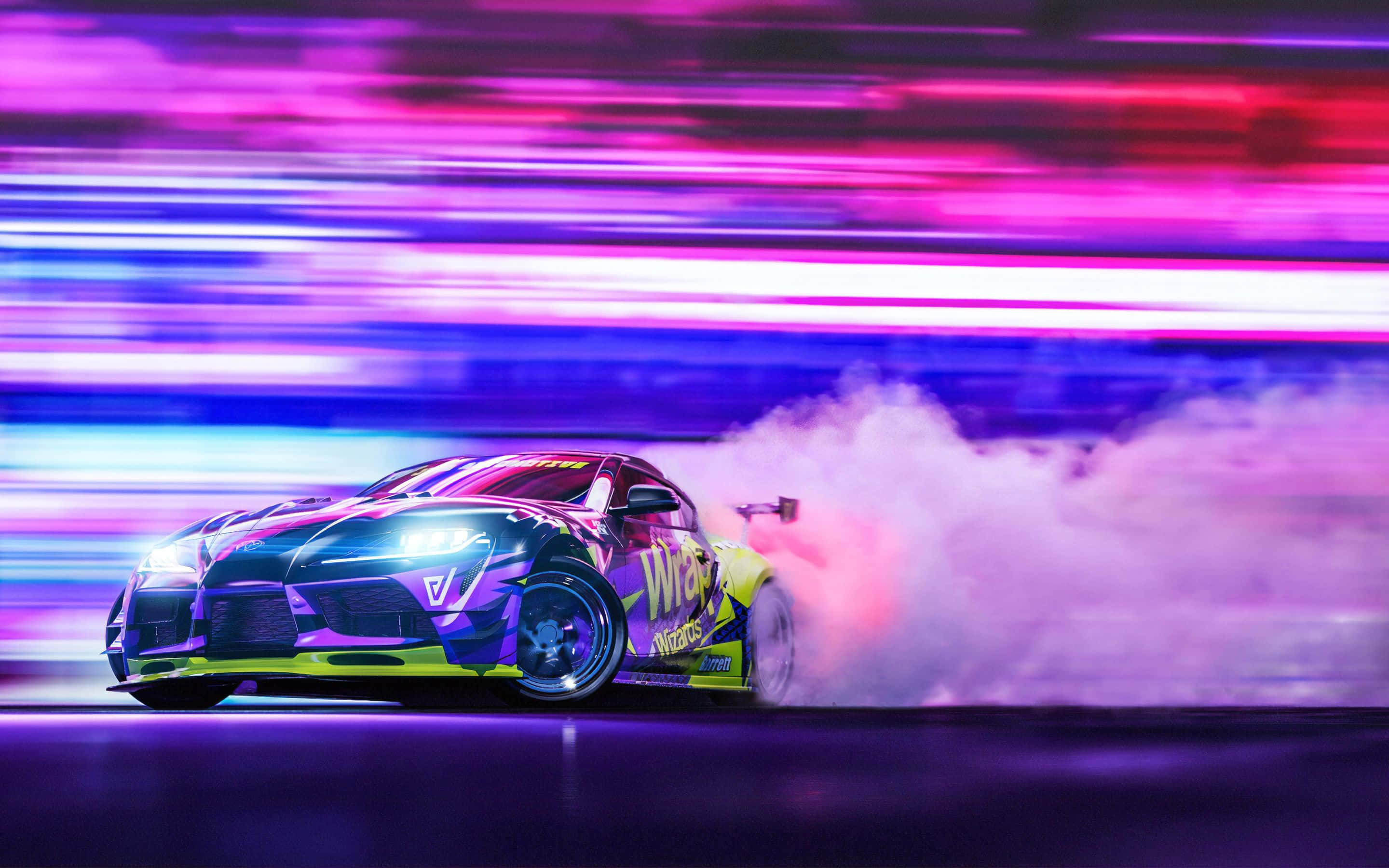 スープラ ドリフト ネオンパープル ブラー 壁紙