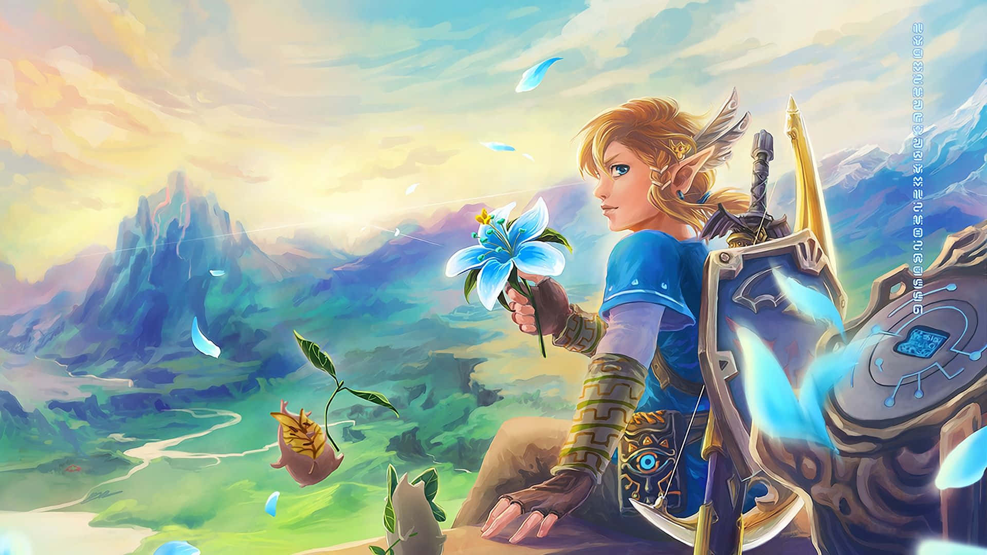 ゼルダ Botw ファンアート 絵画 リンク 花 壁紙