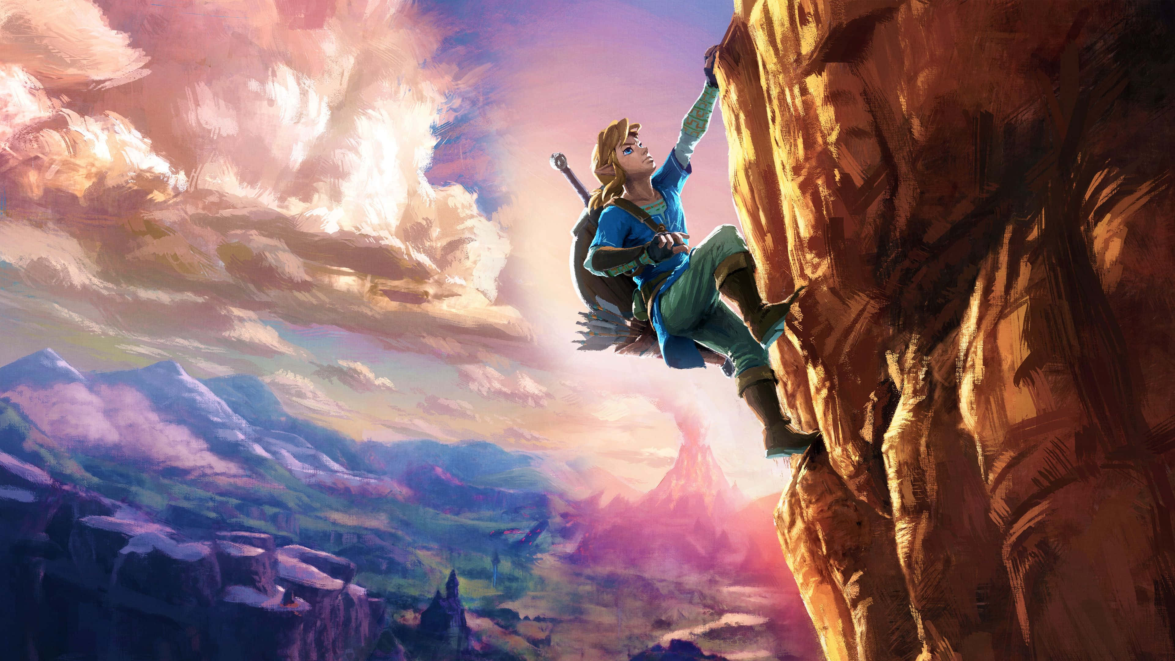 ゼルダ BotW リンクが山を登る 壁紙