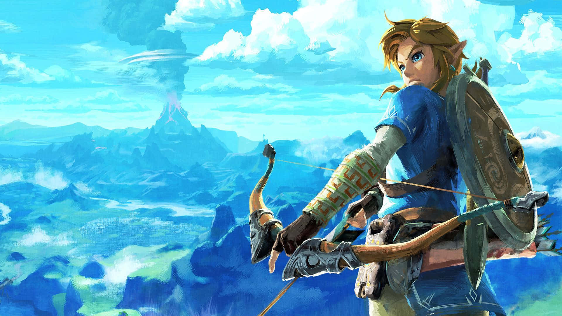 ゼルダ BotW リンクが弓を引く 壁紙