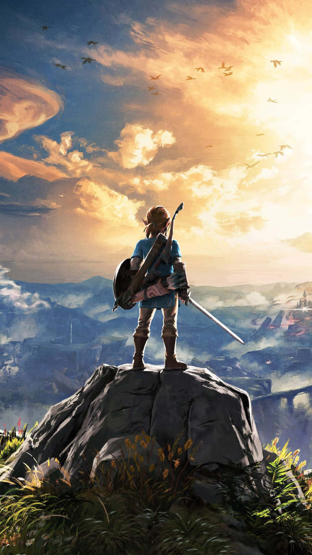 ゼルダ BotW 岩の上に立つリンク 壁紙