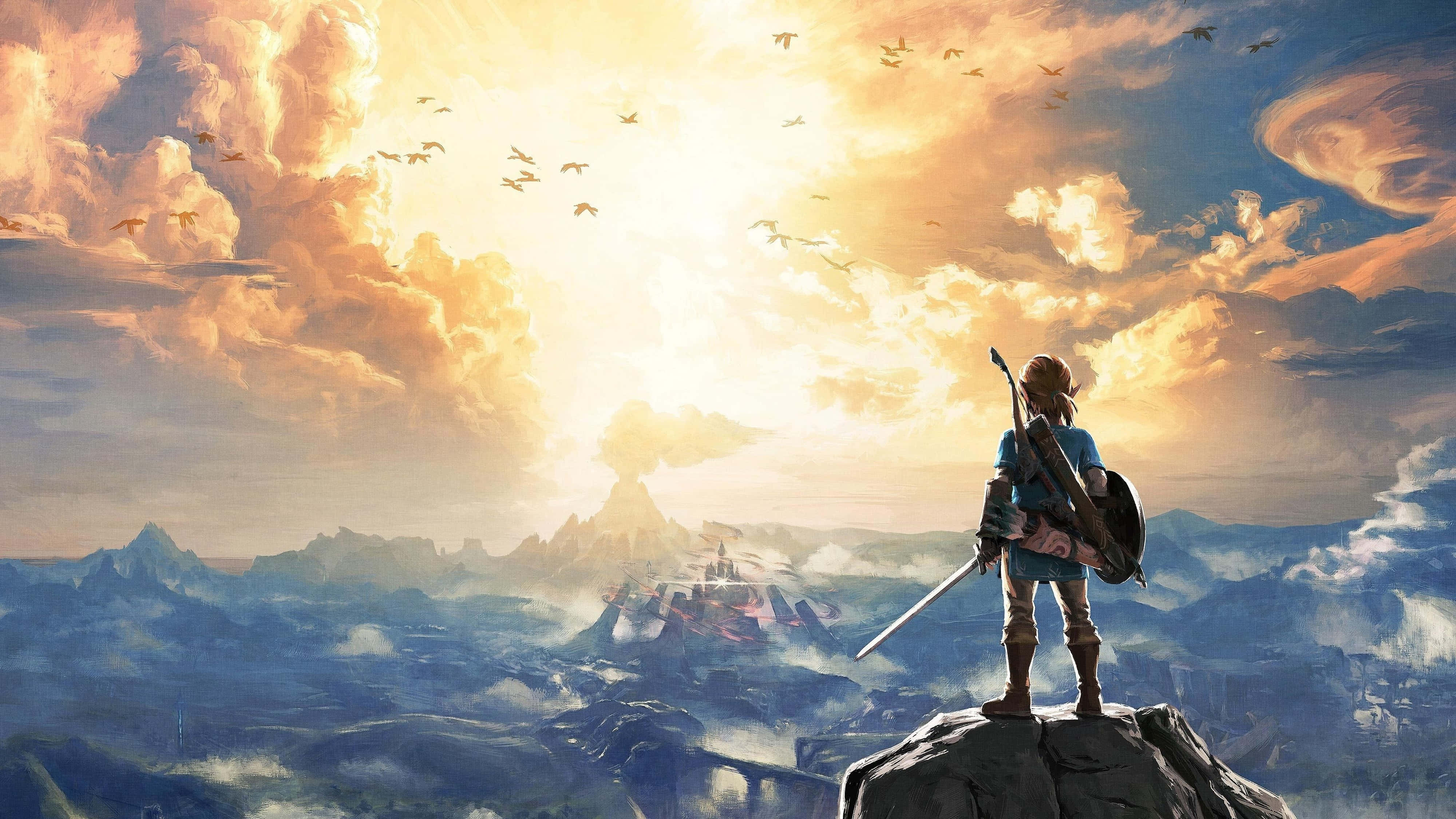 ゼルダ ブレス オブ ザ ワイルド 4K 空を見上げるリンク 壁紙